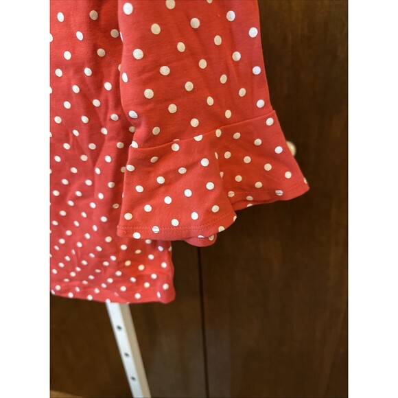Lauren Ralph Lauren LRL Womens Med Polka Dot Top with 3/4 Flutter Bell Sleeves - Picture 3 of 5
